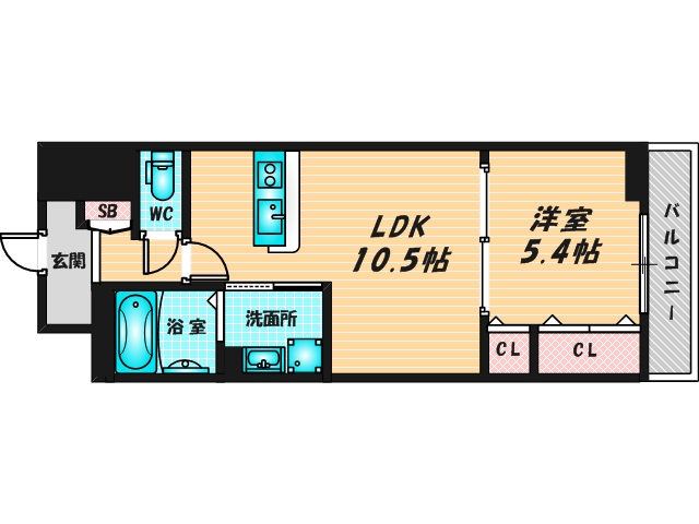 ゆったりくつろげる単身さん向けの間取り。