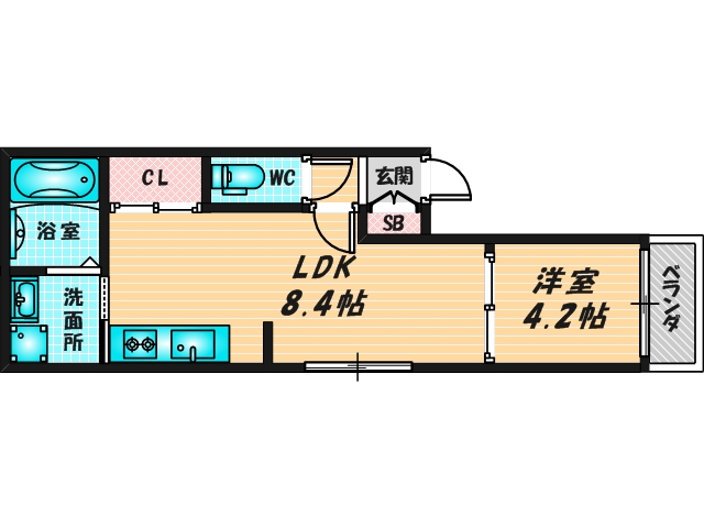ゆったりくつろげる単身さん向けの間取り。