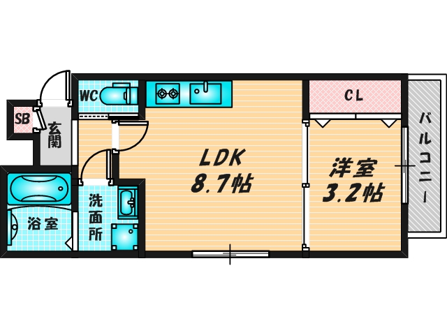 バス・トイレがセパレート、収納がある住みやすい間取りです。