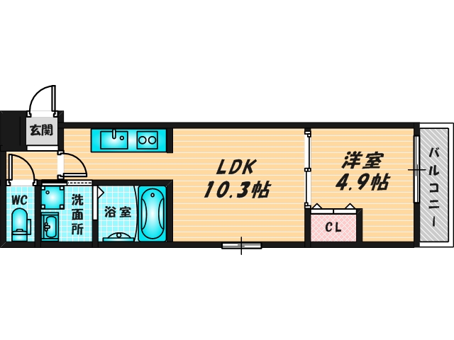 ゆったりくつろげる単身さん向けの間取り。