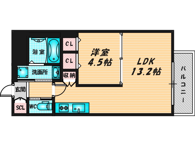 広いリビングが特徴のお部屋です。 