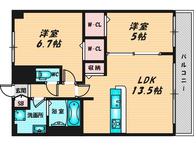 新婚さんにピッタリ。使いやすいゆったりとした間取り。