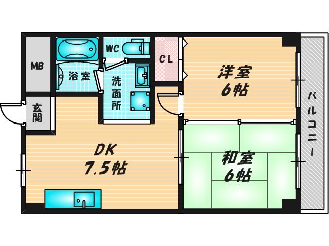 バス・トイレがセパレート、収納がある住みやすい間取りです。