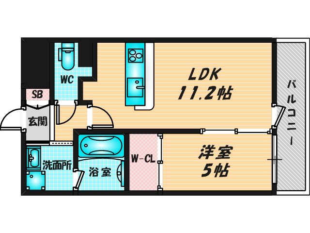 ゆったりくつろげる単身さん向けの間取り。 