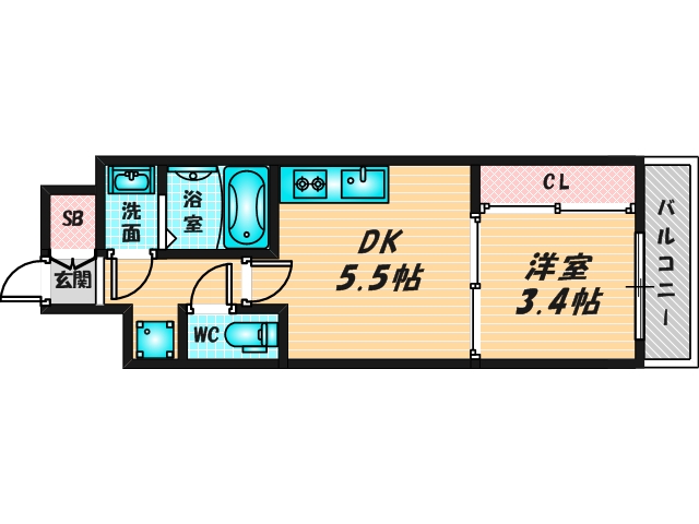 ゆったりくつろげる単身さん向けの間取り。 