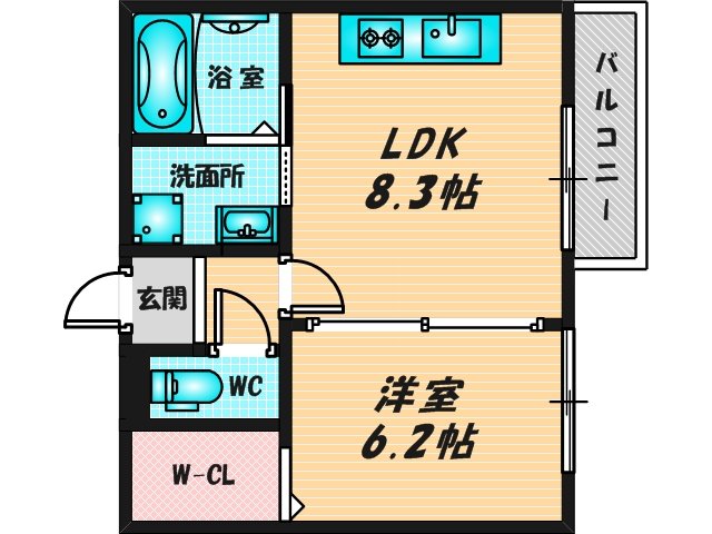 ゆったりくつろげる単身さん向けの間取り。