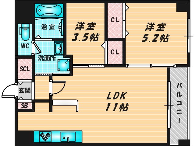 新婚さんにピッタリ。使いやすいゆったりとした間取り。