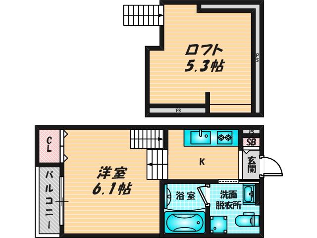 バス・トイレがセパレート、収納がある住みやすい間取りです。