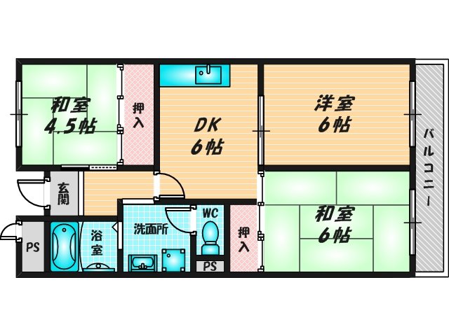 セパレートでファミリーさんにおススメの間取です。