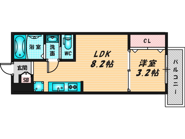 ゆったりくつろげる単身さん向けの間取り。 