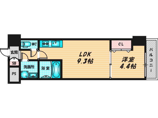 ゆったりくつろげる単身さん向けの間取り。