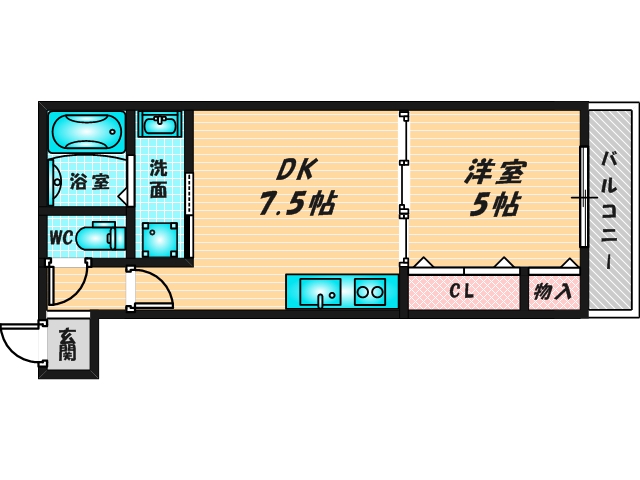 バス・トイレがセパレート、収納がある住みやすい間取りです。