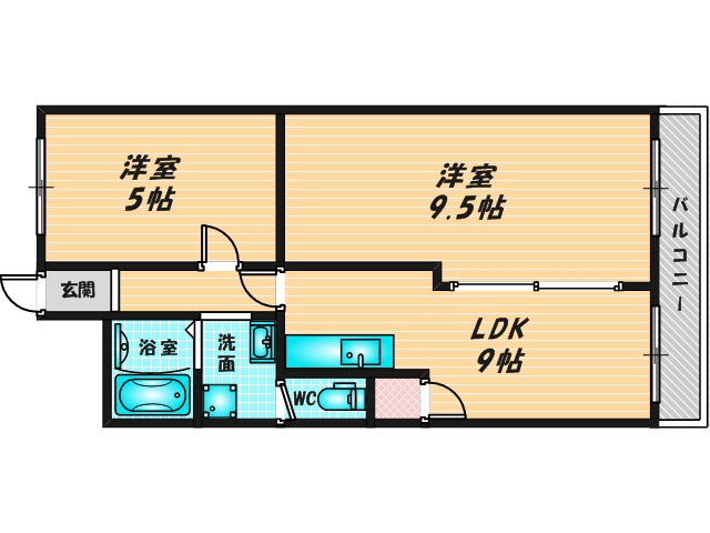 セパレートでファミリーさんにおススメの間取です。
