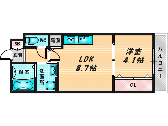 ゆったりくつろげる単身さん向けの間取り。