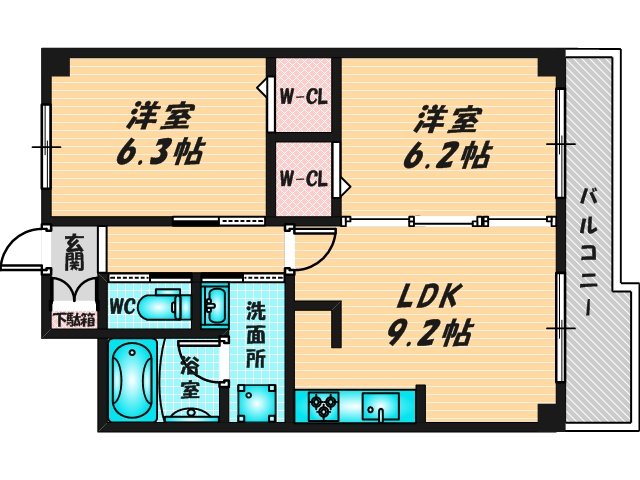 新婚さんにピッタリ。使いやすいゆったりとした間取り。