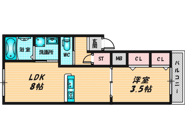 ゆったりくつろげる単身さん向けの間取り。