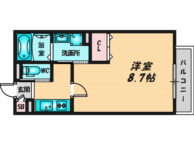 ゆったりくつろげる単身さん向けの間取り。