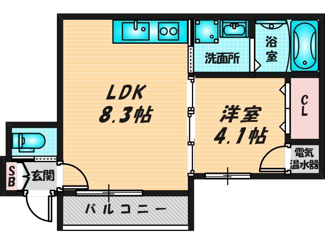 ゆったりくつろげる単身さん向けの間取り。