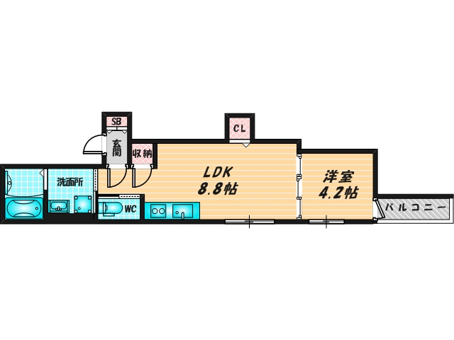 ゆったりくつろげる単身さん向けの間取り。