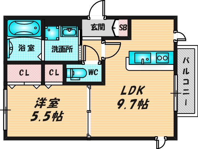 ゆったりくつろげる単身さん向けの間取り。