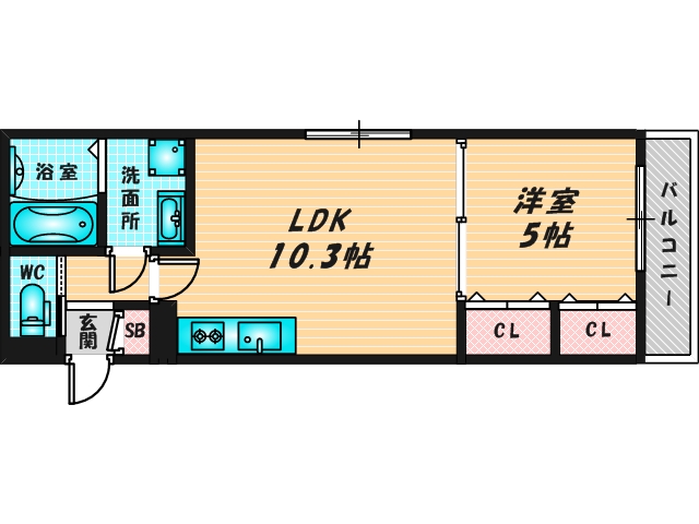 ゆったりくつろげる単身さん向けの間取り。