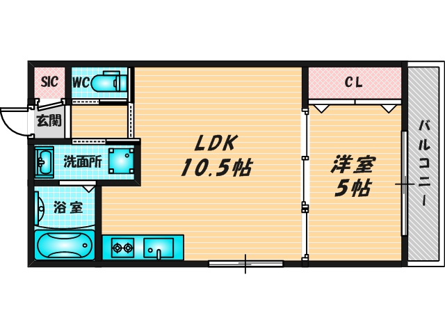 ゆったりくつろげる単身さん向けの間取り。