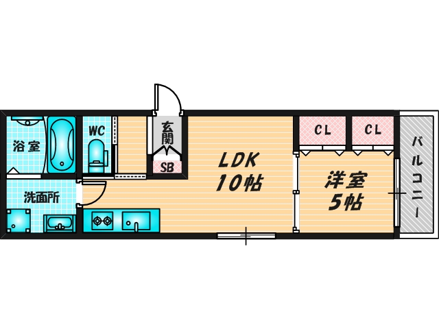 ゆったりくつろげる単身さん向けの間取り。