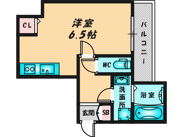 ゆったりくつろげる単身さん向けの間取り。