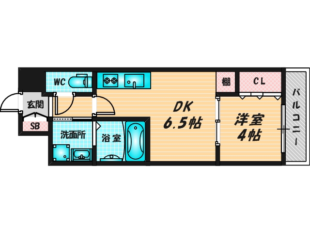 ゆったりくつろげる単身さん向けの間取り。