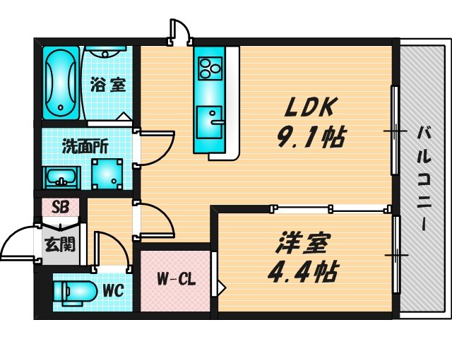 バス・トイレがセパレート、収納がある住みやすい間取りです。