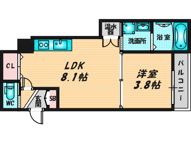 ゆったりくつろげる単身さん向けの間取り。