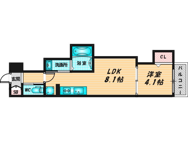 ゆったりくつろげる単身さん向けの間取り。