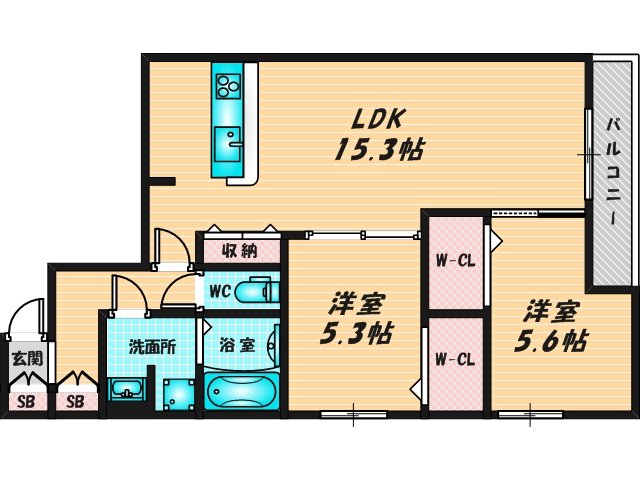 新婚さんにピッタリ。使いやすいゆったりとした間取り。