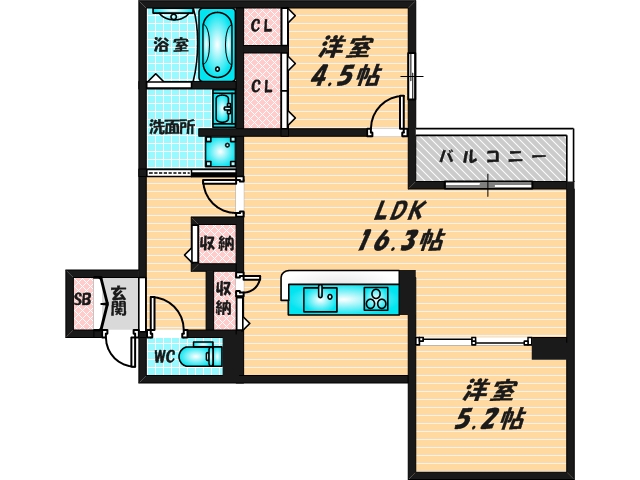 新婚さんにピッタリ。使いやすいゆったりとした間取り。