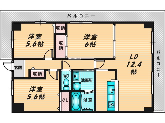 セパレートでファミリーさんにおススメの間取です。
