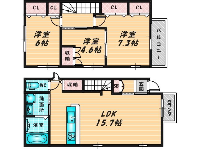 一戸建タイプのファミリー向けの物件です。