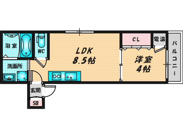 ゆったりくつろげる単身さん向けの間取り。