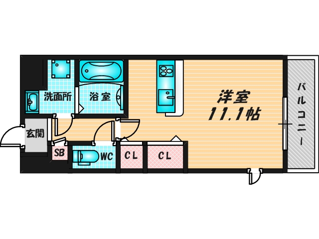 ゆったりくつろげる単身さん向けの間取り。