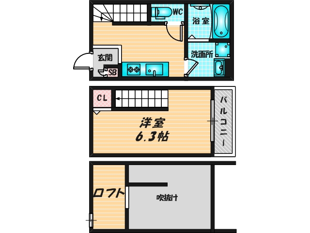 ゆったりくつろげる単身さん向けの間取り。