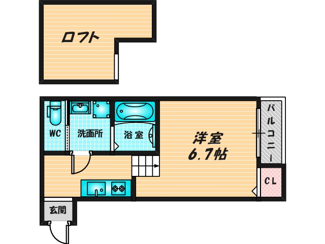 バス・トイレがセパレート、収納がある住みやすい間取りです。 