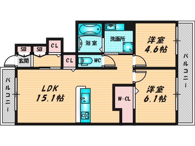 新婚さんにピッタリ。使いやすいゆったりとした間取り。