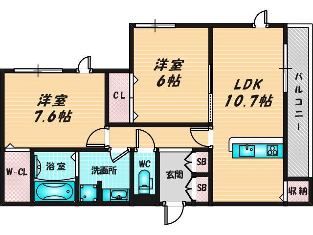 新婚さんにピッタリ。使いやすいゆったりとした間取り。