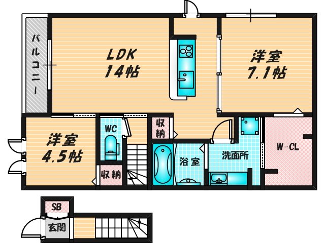 新婚さんにピッタリ。使いやすいゆったりとした間取り。