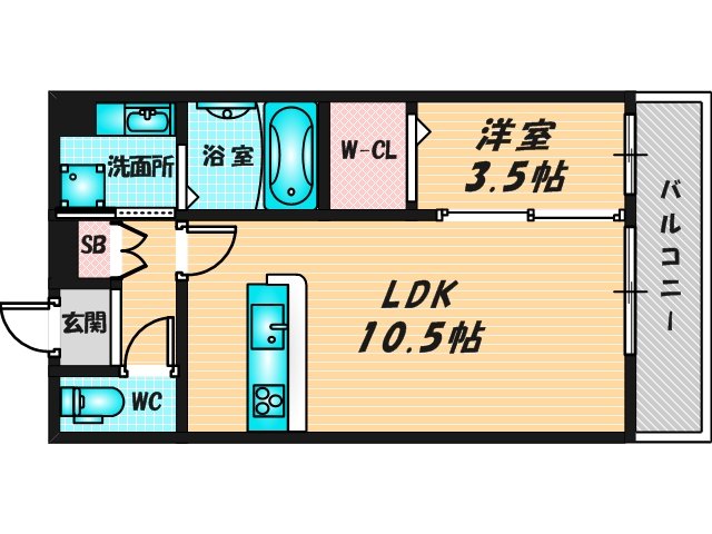 ゆったりくつろげる単身さん向けの間取り。