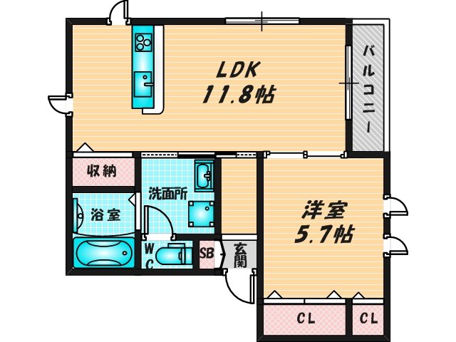 ゆったりくつろげる単身さん向けの間取り。 