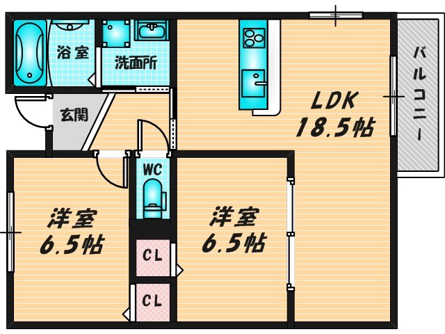 広いリビングが特徴のお部屋です。 
