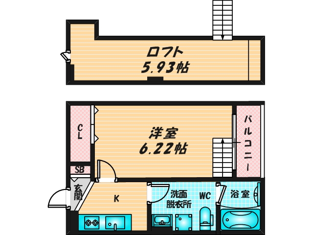 ゆったりくつろげる単身さん向けの間取り。 