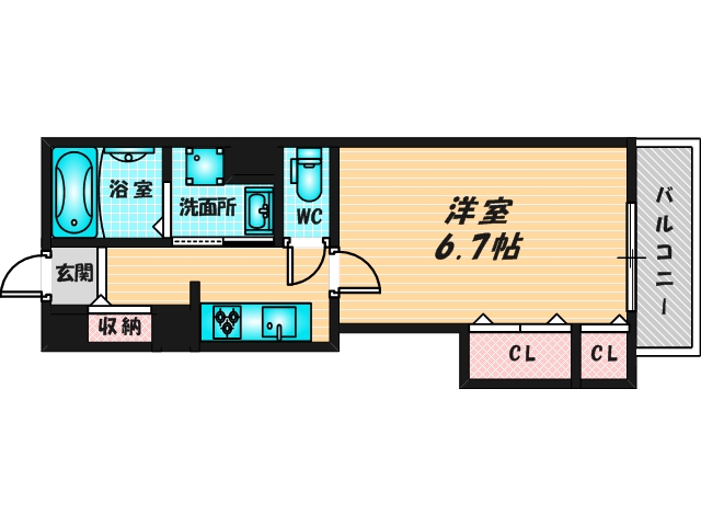 ゆったりくつろげる単身さん向けの間取り。 