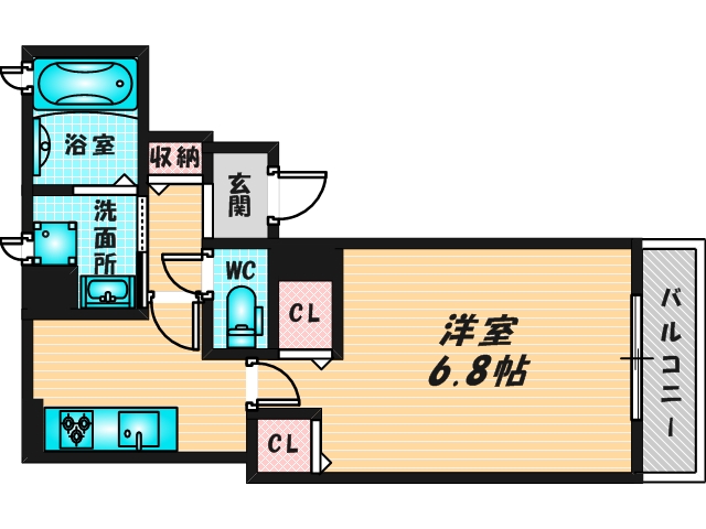 ゆったりくつろげる単身さん向けの間取り。 