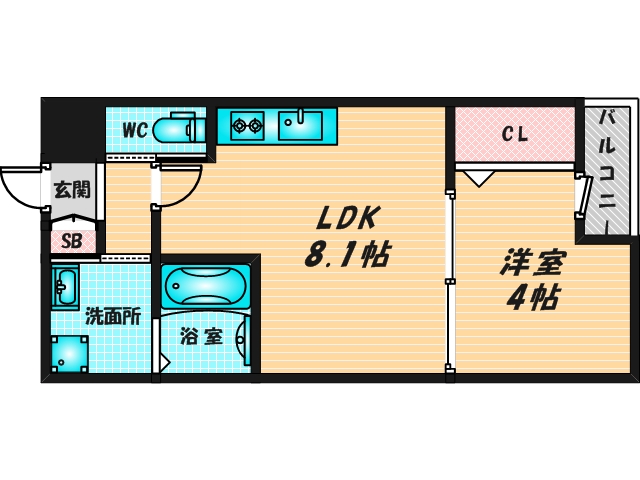 ゆったりくつろげる単身さん向けの間取り。 